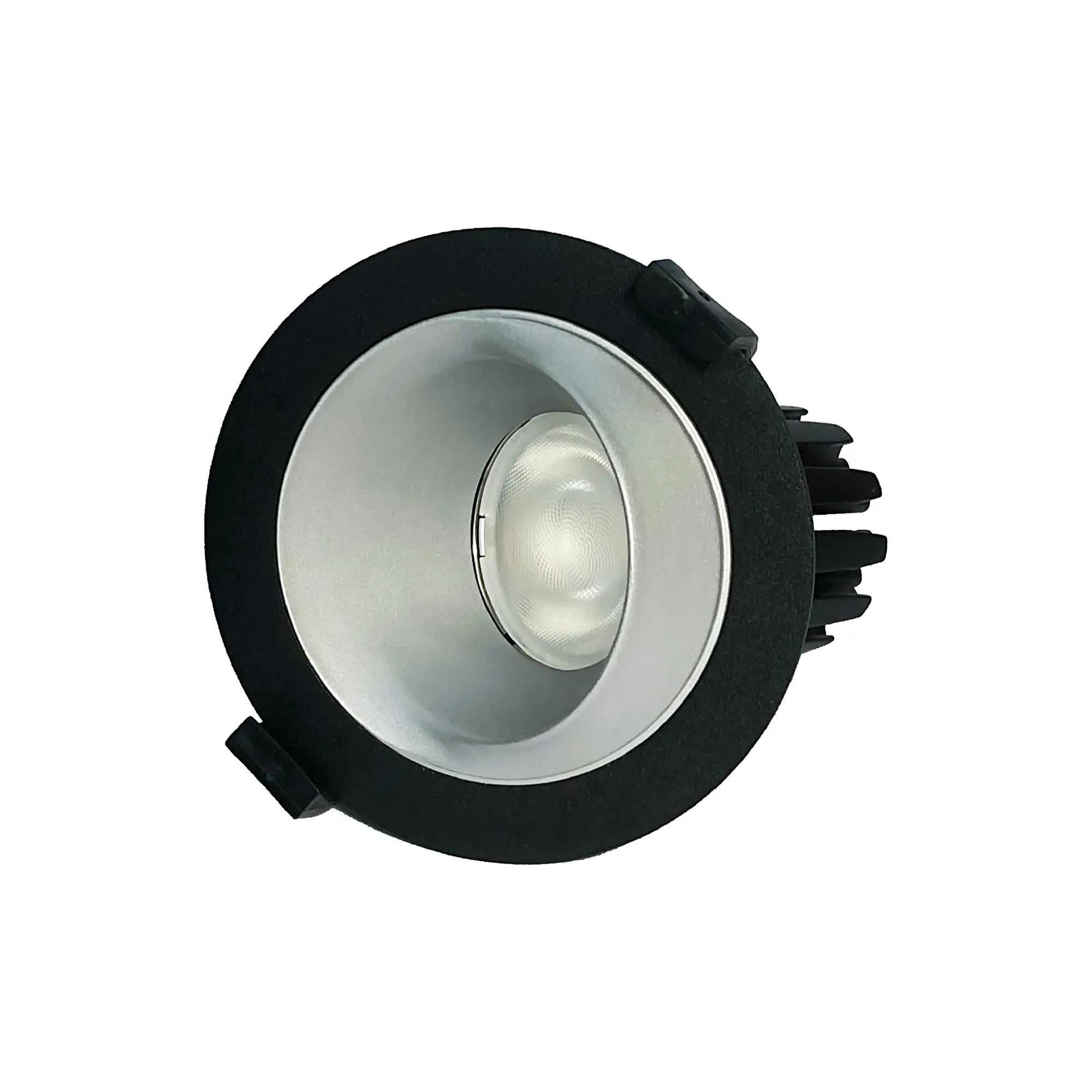 DM202659  Bonia 15 Powered by Philips 15W 1350lm 3000K 24° Engine, 350mA,Black/Silver,27° Angled Round Recessed Spotlight,IP20.